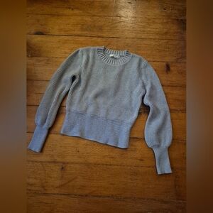 EUC LT-NY cropped knit bubble sleeve sweater, size S, grey